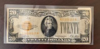 1928 $20 DOLLAR BILL GOLD CERTIFICATE FRN PAPER MONEY NOTE 1863 ACT 3