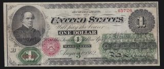 Us 1862 $1 Samuel Chase Legal Tender Fr 16c Vf (- 726)