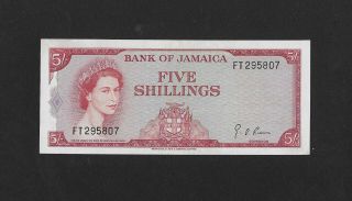 Aunc Sign.  Brown 5 Shillings 1961 Jamaica England