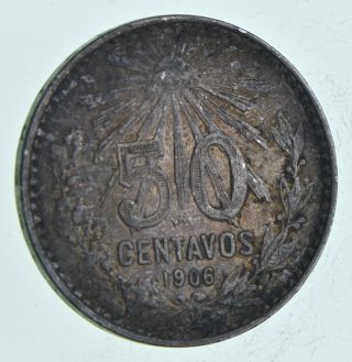 Silver - World Coin - 1906 Mexico 50 Centavos - World Silver Coin 12.  4g 280