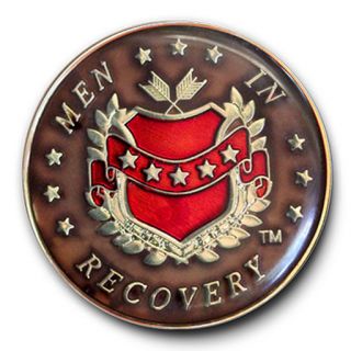 Men In Recovery Enamel Medallion Brown And Red With Gold Accents