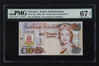 2006 Gibraltar / British Administration 10 Pounds Pick 32a Pmg 67 Epq Gem Unc