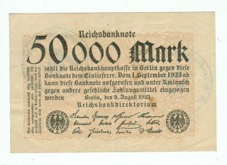 GERMAN REICHSBANKNOTE 5000 MARK WITH THIRD REICH STAMPED 2