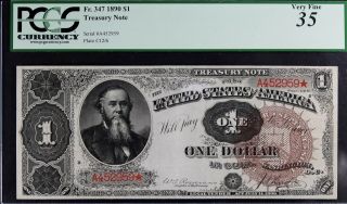 1890 $1 Treasury Note Pcgs 35 Very Fine Fr.  347