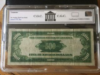 1934 $500 Federal Reserve Note C.  G.  C.  Graded 15 FINE 2
