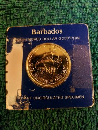 1975 Barbados $100 Gold Coin