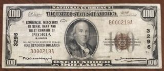 1929 $100 National Bank Note Bank & Trust Company Of Peoria Illinois