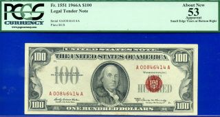 =fr - 1551 1966 - A $100 Us Note Pcgs About - 53 Net A00846414a