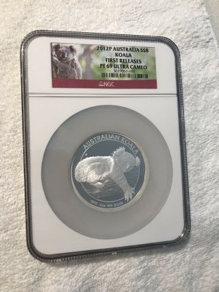 2012 - P Australia $8 Koala 5 Oz 999 Silver Coin Pf 69 Uc Ngc First Releases