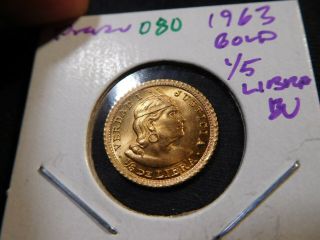 O80 Peru 1963 Gold 1/5 Libra Bu