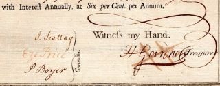 1777,  Revolutionary War State of Massachusetts Bay Treasury Certificate,  signed 3