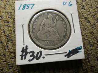 1857 Seated Liberty Quarter Silver Over 160 Years Old As Pictured