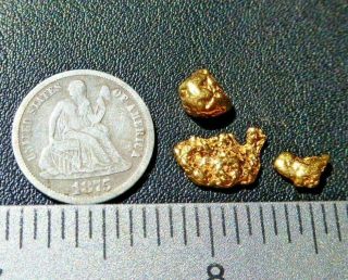 Natural Arizona Gold Nuggets 2.  7 Grams 22k Az639