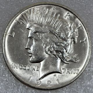 1921 - P $1 Peace Silver Dollar Ch/gem Bu
