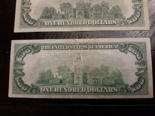 3 DIFFERENT SEAL COLORED $100 NOTES - 1928 Gold - 1934 - FRN - 1966 $100 LEGAL (READ) 7