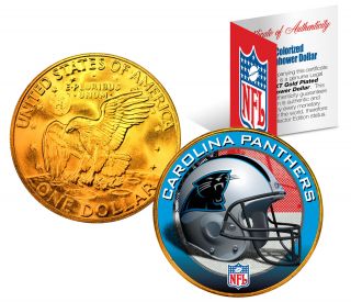Carolina Panthers Nfl 24k Gold Plated Ike Dollar Us Coin Officially Licensed