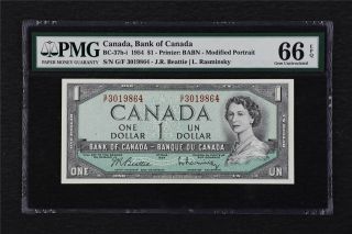 1954 Canada Bank Of Canada Bc - 37b - I 1 Dollars Pmg 66 Epq Gem Unc