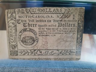 Ultra Scarce - 1776 $3 South Carolina Colonial Note PMG 30 Fr.  SC - 137 2