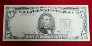 1985 $5 Federal Reserve Note Error Third Printing On Reverse