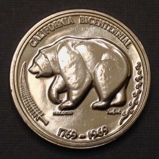 1969 Medallic Art Co.  California Bicentennial.  999 Fine Silver Bear Medal