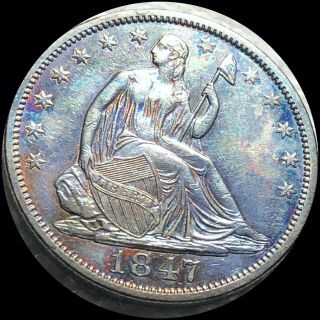 1847 - O Seated Liberty Half Dollar About Uncirculated Silver Collectible Coin Nr