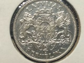 1924 Latvia 1 Lats Km 7 Silver Coin,  Whoa