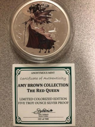 Silver 5 Ounce Limited Colorized Edition Amy Brown The Red Queen 1 Of 500