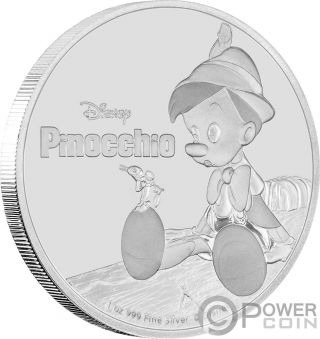 Pinocchio Disney 1 Oz Silver Coin 2$ Niue 2018