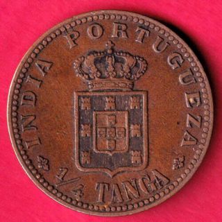 India Portugueza - 1/4 Tanga - Carlos I - Rare Coin Ck73