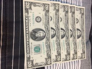 1977 $20 Dollar Bill Star Notes 5 Consecutive Numbers And Uncirculated