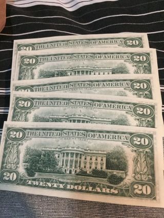 1977 $20 dollar bill star notes 5 consecutive numbers and uncirculated 2