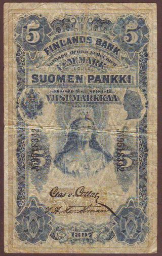Finland - Russian Administration 5 Markkaa 1897 P2