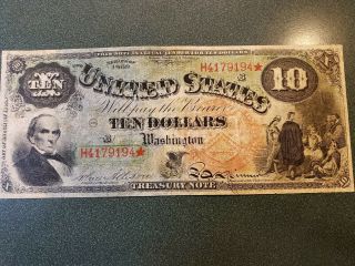 1869 Fr 96 $10 Rainbow United States Note in VF Bright Color 3