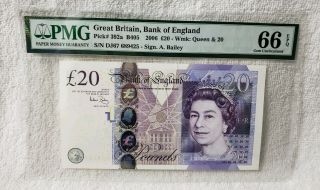Great Britain,  Bank Of England Pick 392a B405 2006 20 Pounds Pmg 66 Gem Unc