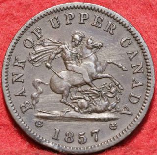 1857 Canada One Penny Token Foreign Coin