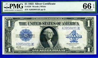 Fr - 238 1923 $1 Silver Certificate - Pmg Gem 66epq A28588312e.