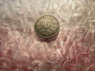 S.  Africa 1894 " Zar " Silver Six Pence Coin " On Now "  - 71