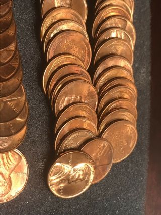 Roll Of 50 Uncirculated 1944 P Lincoln Wheat Cents With Color