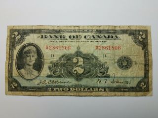 1935 $2 Bank Of Canada Note - English Text - Ships In Us
