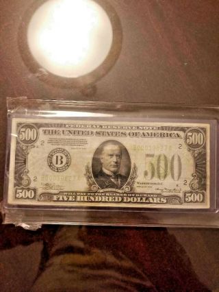 1934 - A $500 FIVE HUNDRED DOLLAR BILL FEDERAL RESERVE NOTE YORK 2