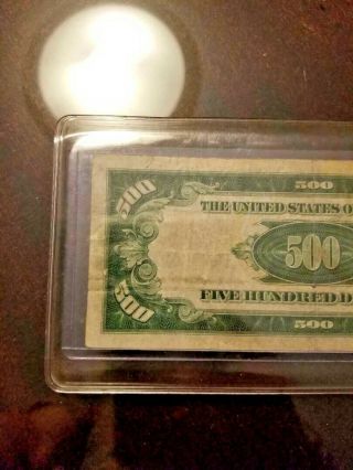1934 - A $500 FIVE HUNDRED DOLLAR BILL FEDERAL RESERVE NOTE YORK 5