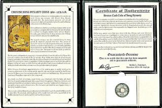 Ancient Chinese Song Dynasty Coin,  960 - 1279 Ce With Story,  Album & Certificate