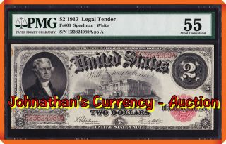 Jc&c - Fr.  60 Series Of 1917 $2 Legal Tender - About Uncirculated 55 By Pmg