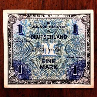 Germany 1 Mark 1944 Allied Military Currency Ww2 P - 191a,  Aunc.