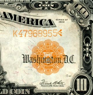 1922 $10 Dollar Gold Coin Fr - 1173 Gold Certificate