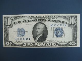 1934 Usa/united States Of America $10 Silver Certificate Banknote Unc