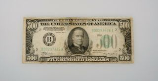 1934 - A $500 Federal Reserve Note Green Seal Small Size York