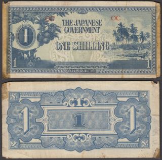 Oceania 1 Shilling Nd 1942 (vg - F) Banknote Japanese Occupation P - 2