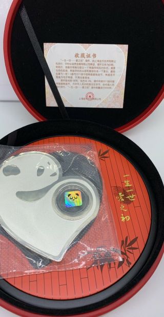 5oz Rare 2011 Shanghai Silver Panda Box & “half Heart Panda” 158g Ag