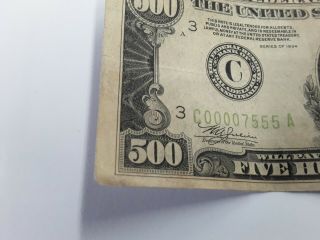 $500 FIVE HUNDRED DOLLAR BILL - Series 1934A - Federal Reserve Note - Atlanta,  GA 2